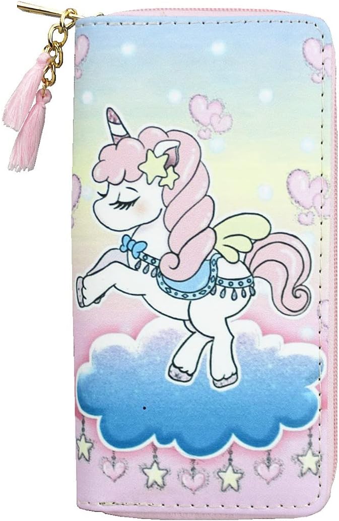 MayeBridge Cute Unicorn Purse Unicorn Zipper Wallet Long Clutch Bag PU Leather Purse For Girls Women (Pink unicorn 0102B) - Image 1